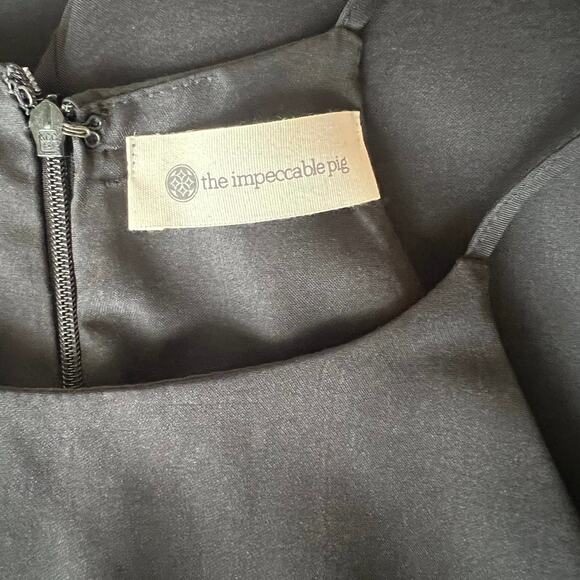 Impeccable Pig Black Halter Neck Rouched Dress Size Medium - Picture 5 of 5